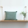 Chunky Knit Green Cotton Cushion Cover  16X16 Inches
