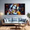 The Castle Decor Krishna Ji Wall Painting Wooden Framed 27x48 Inch (Style 23)
