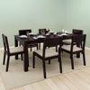 Arabia Xl Storage - Kerry 6 Seater Dining Table Set (Colour- Wheat Brown , Finish- Mahogany)
