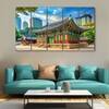 The Castle Decor Japanese Art Wall Painting Wooden Framed 27x48 Inch (Style 1)