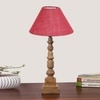 Devansh Pink Jute Table Lamp With  Wood Natural Base (10X10X21 Inches)-35