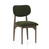 Brava Solid Wood 6 Seater Dining Table with 6 Oille Solid Wood Dining Chair in (Finish: Danish Walnut, Colour: Deep Olive)