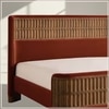 Heritage Cane Upholstered Queen Size Bed in Linen With Oak wood Frame