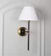 BARBOUR Single Light Black and Brass Wall Fitting with White Shade