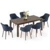 Atlas Solid Wood 6 Seater Dining Table with 6 Rochelle Lounge Chair