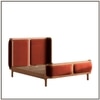 Valerio Duo-Panel Luxe King Size Bed in Rust colour Velvet with Oak wood Frame