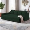 Luna 5 Seater Velvet RHS Pull Out Sofa Cum Bed in Green Color With Storage