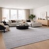 Mist Linear Pet Yarn Rectangle Carpets Hand Loom in Grey Colour