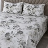 Hugo White Floral 400 TC Cotton Flat Super King Size Bedsheet with 2 Pillow Covers – Threads