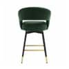 Doe Buck Mixoy Velvet Bar Stool in Emerald Green Colour with Gold Accents