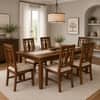Globally Indian Ananta Solid Sheesham Wood 6 Seater Dining Table Set 6 Chairs Beige
