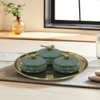 Metalsmith Metal Serveware Box Set of 4 with Tray Green Finish