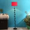 Connor Red Fabric Floor Lamp with Black Iron Base