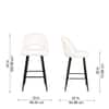 Doe Buck Faux Leather Counter Height Bar Stool in White Colour with Black Legs