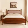Camille Solid Wood Box Storage Queen Bed in Provincial Teak Finish with Pink Colour