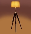 Black Dabbi Stand Floor Lamp in Beige Shade