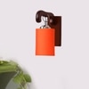 Devansh Solid Wood Electric Wall Light in Brown Colour with Orange Shade Count of 1 Light
