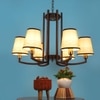 Eliante Chandelier 6-Light Mild Steel With Fabric Shade Modern Hanging Ceiling Light