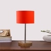 Devansh Orange Cotton Table Lamp With  Natural  Wood Base  & Steel Pipe (7X17 Inches)-5