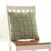 Basket Knit Pistachio Green Cotton Cushion Cover 16X16 Inches