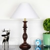 Lorette hand crafted Solid wood walnut finish table lamp With White Cotton Shade