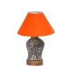 Devansh Conical Orange Cotton Shade Lamp With Wood & Mosaic Glass Base For Decoration/Office/Home/Gifting/Study For Decoration/Office/Home/Gifting/Study -(10X10X14.5) Inches -A