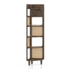 Brisa Solid Wood and Cane Corner Bookshelf In Danish Walnut Finish