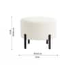 Doe Buck Premium Boucle Round Ottoman in Matte White Colour with Polished Black Legs
