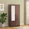 Hilton 2 Door Wardrobe With Mirror and Lock Without Drawer in Chestnut Acacia Finish
