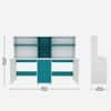 Natsu Twin Home Office Table Frosty White and Ocean Green
