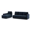Apollo Compact Sofa (Colour : Cobalt, Cushion : Soft, Back Type : Regular, Seating Capacity : Left Aligned 3 Seater + Left Aligned Chaise + Ottoman)