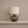 Ivy Handicrafted Table Lamp in Dark Green and White Colour