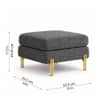 Doe Buck Luxe Boucle Square Ottoman in Grey Colour with Gold Metal Legs
