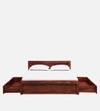 Monaco Solid Wood Queen Drawer Storage Bed In Honey Oak Finish