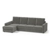Apollo Sofa (Colour : Ash Grey Velvet, Cushion : Hard, Back Type : High Back, Seating Capacity : Left Aligned 3 Seater + Left Aligned Chaise + Ottoman)