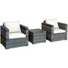 Carry Bird Wicker Patio Furniture Outdoor Balcony Chairs In Grey Mix And Beige Colour
