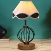 Winter Vintage Multicolor Shade Table lamp with Wood & Iron Base