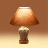 Devansh Conical Grey Cotton Shade Lamp With Wood & Mosaic Glass Base For Decoration/Office/Home/Gifting/Study For Decoration/Office/Home/Gifting/Study -(10X10X14.5) Inches -A