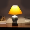 Devansh Conical Yellow Cotton Shade Lamp With Wood & Mosaic Glass Base For Decoration/Office/Home/Gifting/Study For Decoration/Office/Home/Gifting/Study -(10X10X14.5) Inches -A