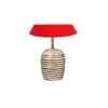 Red cotton with White Brushed Wood Table Lamp