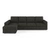 Apollo Fabric Sectional Sofa (Colour : Graphite Grey, Cushion : Soft, Back Type : Regular, Seating Capacity : Left Aligned 3 Seater + Left Aligned Chaise + Ottoman)