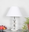 Aspley Chrome Finish Metal Clear Crystal Glass And White Marble Table Lamp With White Cotton Shade