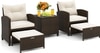 Carry Bird Wicker Patio Furniture Outdoor Balcony Chairs In Brown And Half White Colour