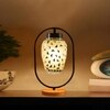 Devansh Multicolor Glass Wooden & Iron  Table Lamp -17 Inch Height  -Ac