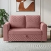 Baruna 2 Seater Velvet Pull Out Sofa Cum Bed with Storage In Peach Color