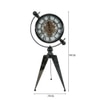 Vintage Industrial Gear Tripod Table Clock Glossy Black Metal Visible Gears