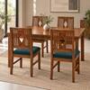 Globally Indian Ratna Solid Sheesham Wood 4 Seater Dining Table Set 4 Chairs Teal Green