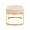 Doe Buck Upholstered Oval Bench in Beige Colour with Gold Loop Legs