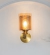 Lambeth Single Light Wall Fitting In Brass Finish Metal With Amber Glass