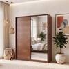 Loretta Engineered Wood 2 Sliding Door Wardrobe in Wheat Brown Walnut Finish